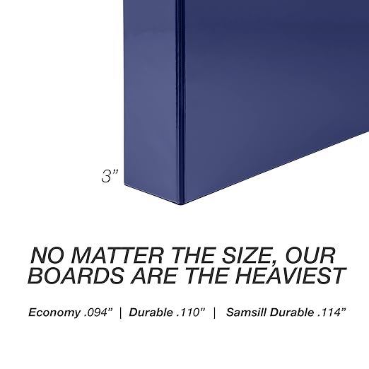 Samsill Durable 3 inch 3 Ring Binder, D Ring Binder, 100% Recycled Chipboard, Blue, 4 Pack