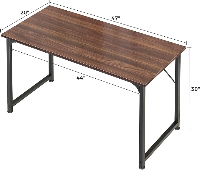 Huuger Computer Desk, 48 Inch Office Desk, Gaming Desk with Storage, Writing Desk Work Desk for Home Office, Study, Modern Simple Desk, Large Legroom, Metal Frame, Walnut