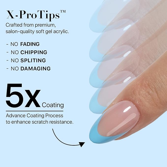 SXC Cosmetics X-Pro Tips French Tip Press On Nails - Bright Pastel Glow in the Dark Series (GLOW114-S Almond)