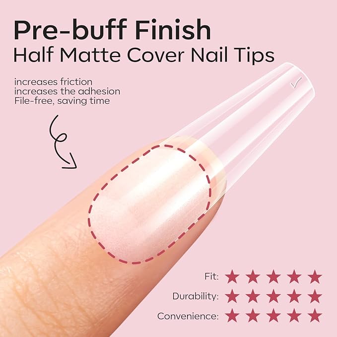 modelones X Nail Gel Kit Kit Long Coffin, 9-in-One Nail Glue with Portable U V Lamp 216Pcs 12Sizes Pre-Etched Press ons Fake Acrylic Extension Kit DIY Salon Gift for Women