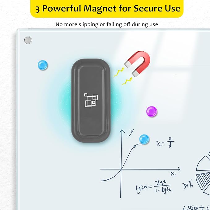 maxtek Magnetic Dry Erase Eraser, 8 Pack, Gray | White Board Erasers, Glass Whiteboard Eraser, Office and School Classroom Supplies