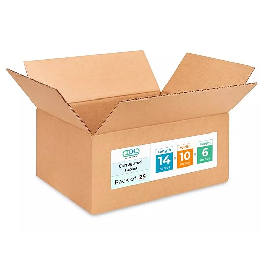 Medium Moving & Shipping Boxes 14"L x 10"W x 6"H (25-Pack) - Extra Strength 200 lb vs Regular - Corrugated Durable Cardboard Boxes - Heavy Duty Packing Box - Medium Packing Box by IDL Packaging | Extra Strength 200 lb vs Regular - Corrugated Durable Ca...