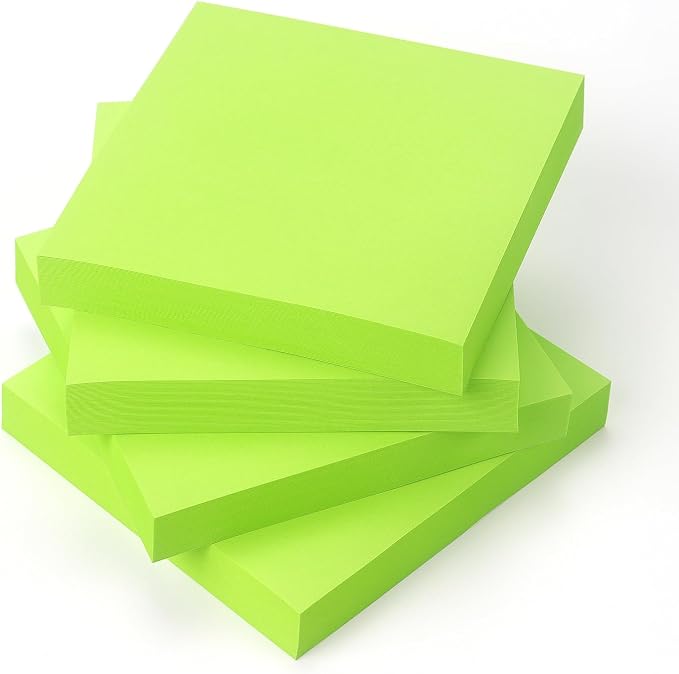 Sticky Notes 3x3 Pop Up with Bright Colors (Green), 4 Pads 90 Sheets/Pad | Bright Green Pop Up Self-Stick Notes Pads, 360 Sheets Total, Perfect for Daily Reminders, Study Notes, and Office Memos
