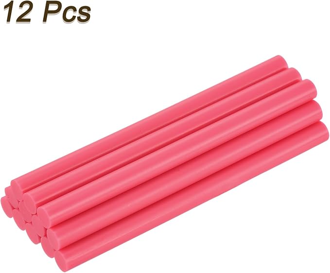 uxcell 12pcs Mini Hot Glue Sticks for Glue Gun 0.27 x 4 Inch Small Glue Sticks, 7 x 100mm Pale Red