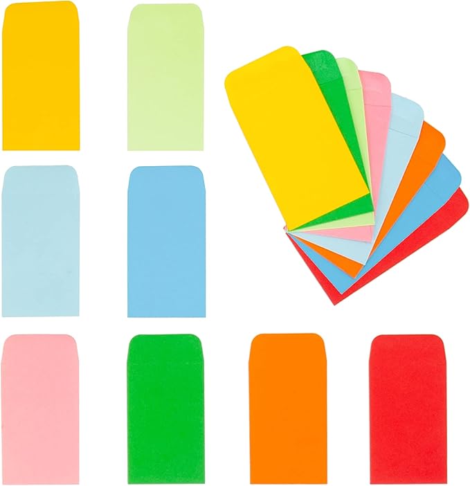ESSENTIAL #1 200 Piece Coin Envelopes 2.25" x 3.5" with Gummed Flap, Small Parts Envelope for Home and Office Use (Assorted -200)
