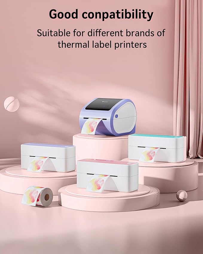 Phomemo 2” Color Circle Thermal Labels, Self-Adhesive Round Direct Sticker Label, Circular Thermal Printer Label for Logo Design, Name Tag, Thanks Card, Address, QR Code, 750 Labels/Roll, Gradient