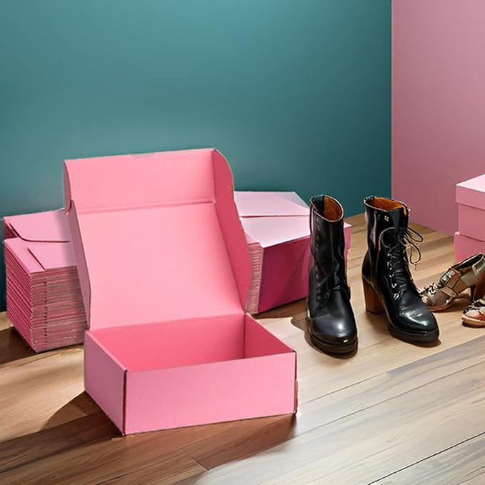 Small Shipping Boxes 12x9x4 Inches – Pink Corrugated Cardboard Boxes (20-Pack) for Mailing, Packing, Small Business & Gift Packaging - Recyclable & Sturdy