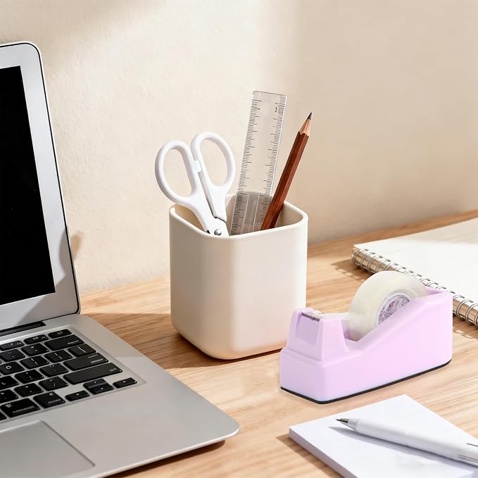 Desktop Tape Dispenser with Nonskid Base,Includes 12Rolls of Tape | [Purple] [Transparent Tape (0.71” x 1000” Per Roll)] [Heavy-Duty Non-Slip Office Tape Dispenser for Home, Office]