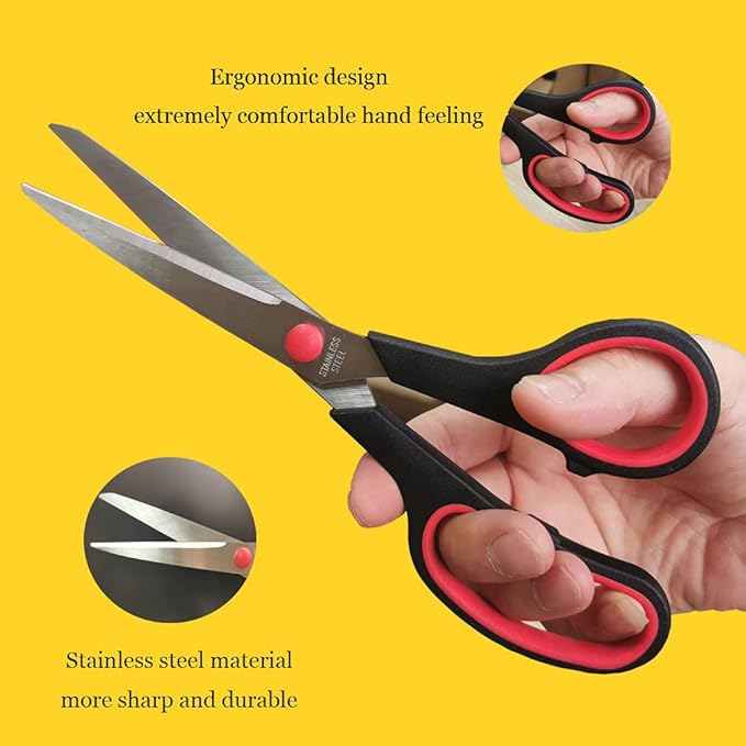Scissors, Multipurpose office Scissors,8.5 Inch Ultra Sharp Shears, Comfort-Grip Handles Household scissors，Sturdy Sharp Craft Supplies - Pack of 5, Right/Left Hande