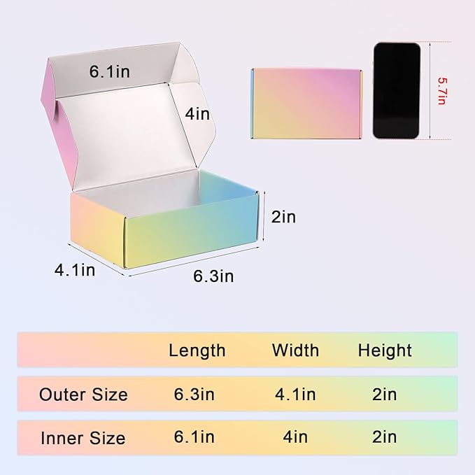 6x4x2 Shipping Boxes Small, 45 Pack Colorful Corrugated Cardboard Mailer Box for Small Business, Mailing, Packaging