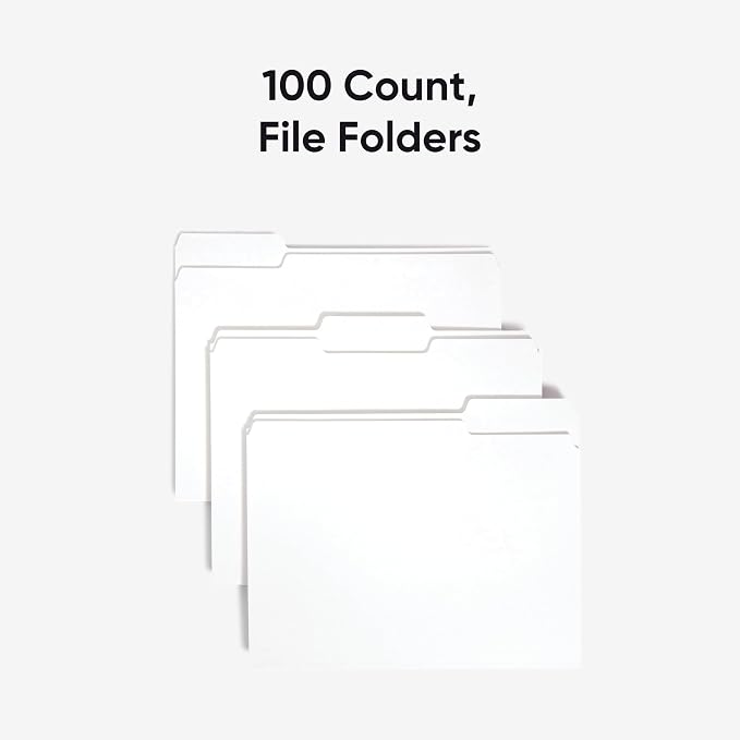Smead Standard File Folders, White, 1/3-Cut Tabs, Letter Size (12843)| (Pack of 500)
