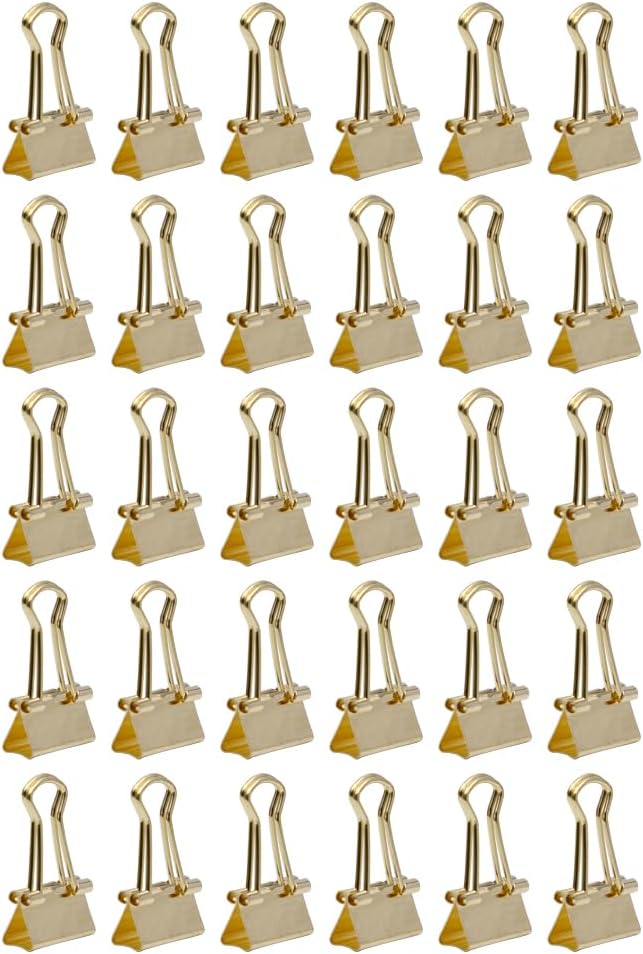 JAM PAPER Colorful Binder Clips - Extra Small - 3/5 Inch (15 mm) - Gold Binderclips - 30/Pack