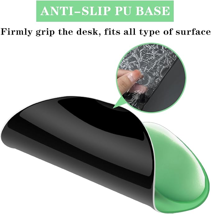 Mouse Pad with Wrist Rest,Ergonomic Mouse Pad with Comfortable Gel Wrist Rest Support and Non-Slip PU Base for Easy Typing Pain Relief, Durable and Washable (Green)