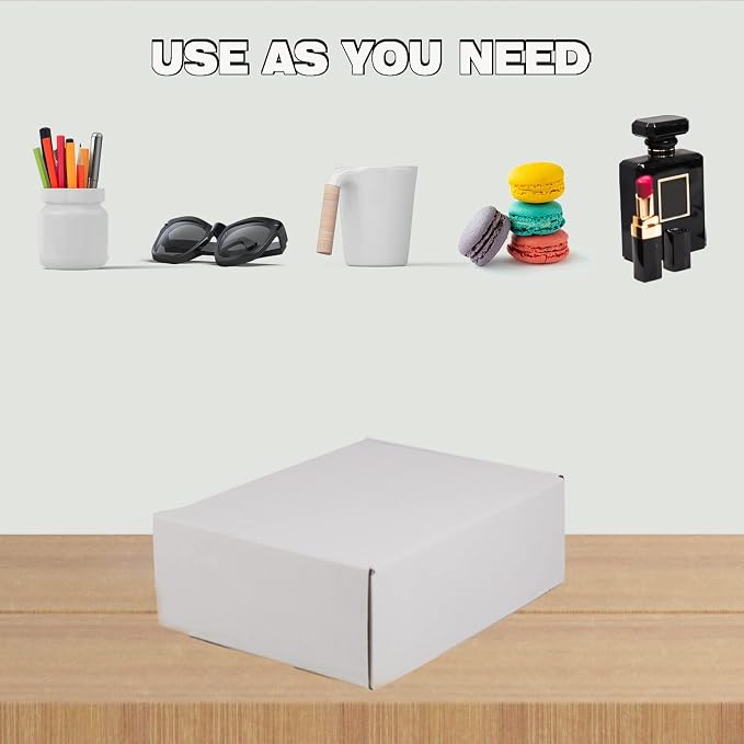 12x9x4 Inches Shipping Boxes, White Corrugated Cardboard Boxes for Small Bussiness, Pack of 20