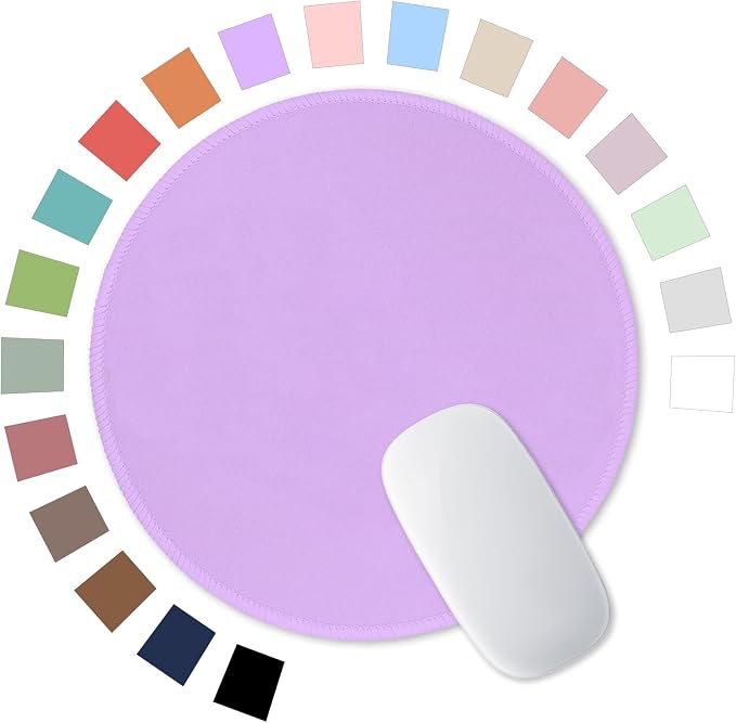Hsurbtra Mouse Pad, Premium-Textured Small Round Mousepad 8.7 x 8.7 Inch Purple, Stitched Edge Anti-Slip Waterproof Rubber Pretty Cute Computer Mat for Office Home Gaming Laptop Men Women Kids