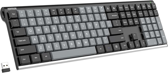 Arteck Mechanical 2.4G USB Wireless Keyboard, Tacktile Brown Switches Black