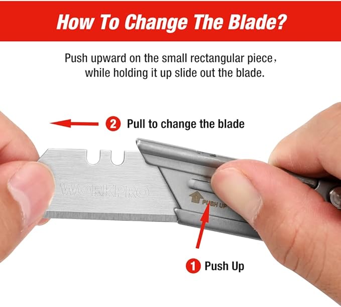 WORKPRO EDC Folding Utility Knife, Mini Box Cutter with Quick Open Axis Lock, Quick Change Blade Razor Knife, Foldable Small Pocket Knife with Belt Clip