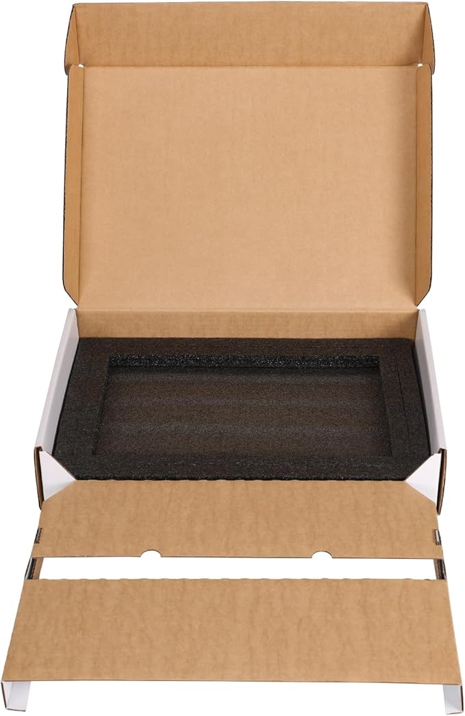 CRUGLA White Laptop Shipping Box with Cushioned Foam, Up to 17 inch Corrugated Cardboard Mailer for Laptop Notebook Shipment,1 Pack