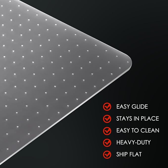 Kuyal Office Chair Mat for Carpet, 2 Pack Heavy Duty Computer Chair Mat | 36''x48'', Under Desk Protector Carpeted Clear Floors Mat, Easy Chair Movement,Ship Flat