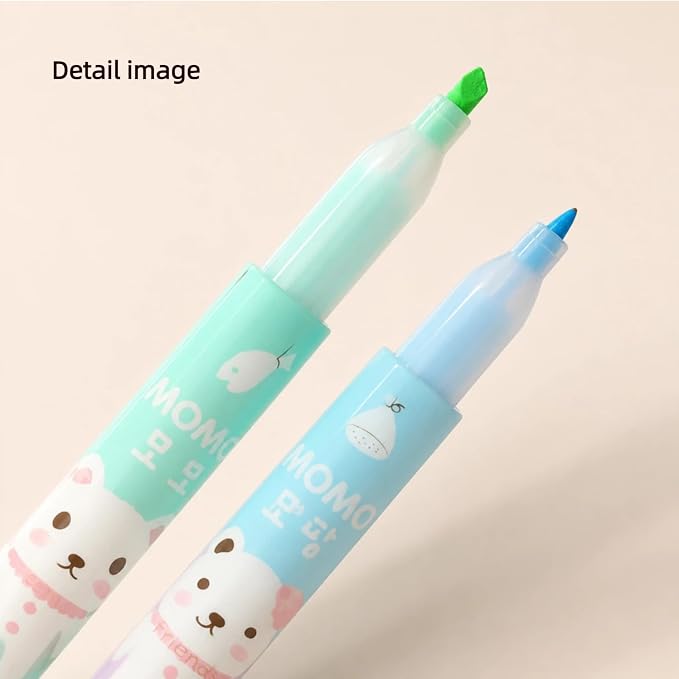 Double-Ended Highlighters Set 6 Pack, Bible Safe Gel Markers, Quick Dry, 6 Bright Colors for Journaling, Note Taking, Office Supplies