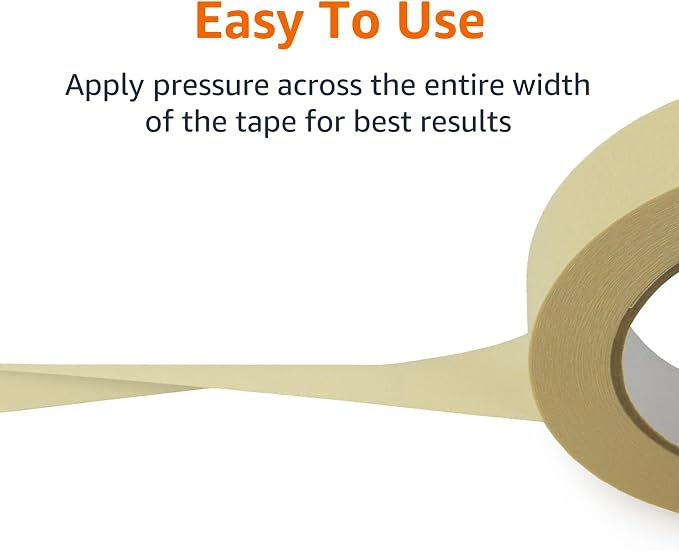 Amazon Basics Masking Tape for Light Duty Applications, Labeling, Easy Removal, Tears by Hand, 0.94" x 180', Beige, 6 Rolls