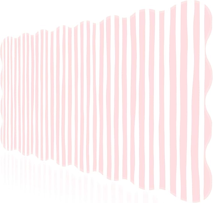 L-SPOUTTO Pink Striped Mouse Pad,Scalloped Desk Mat XXL Large Geometric Gaming Mousepad,35.4x15.7in Non-Slip Rubber Base Keyboard Pad Waterproof Desktop Mat for Laptop Computer Game Home Office