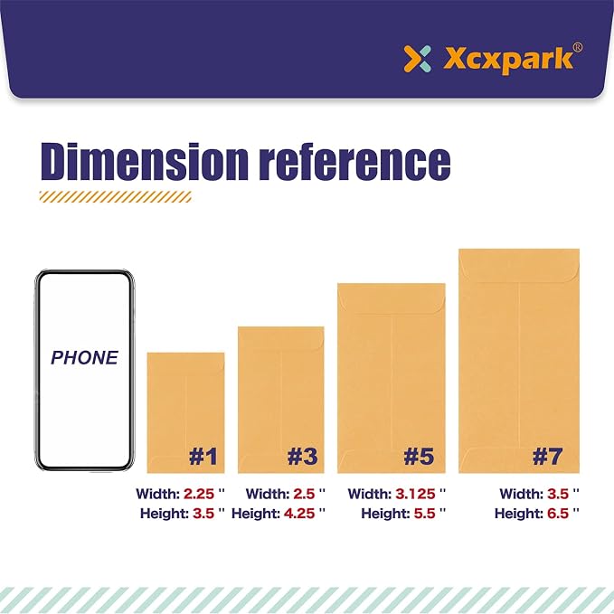 Xxcxpark 200PCS #7 Coin Envelopes 3.5x6.5 inches Brown Kraft Envelopes Classic Small Parts Gummed Flap for Coins, Cash, Credit Cards, Seeds
