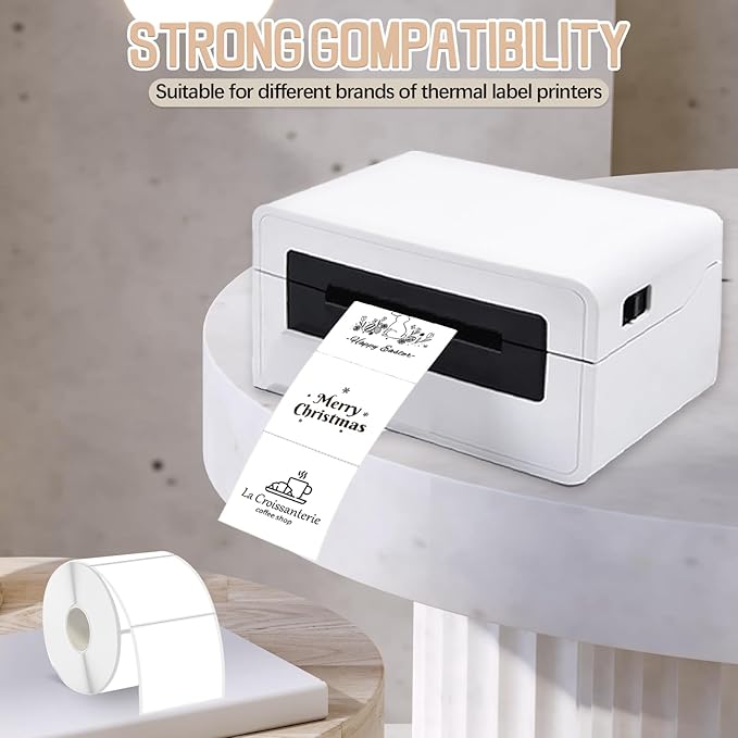 Starboling 2"x2"White Square Thermal Labels,Self-Adhesive Thermal Sticker Printer Labels for Small Business,Address,Color Coding
