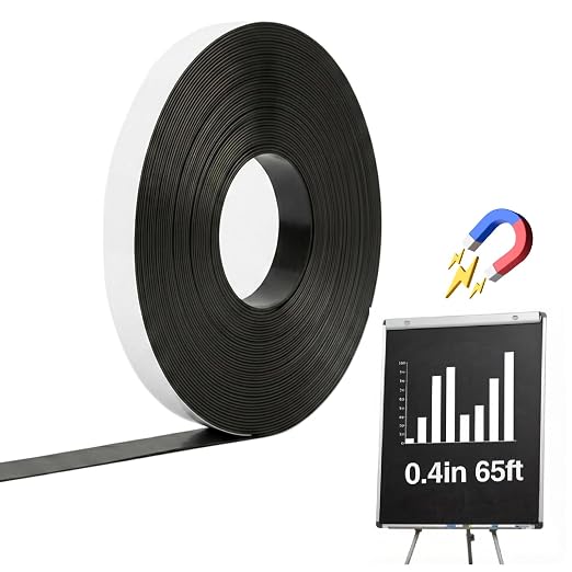 CHUNNIAO 0.4" x 65' White Fine Magnetic Tape for Classroom Chalkboard,2/5" Highlighter Line Strips