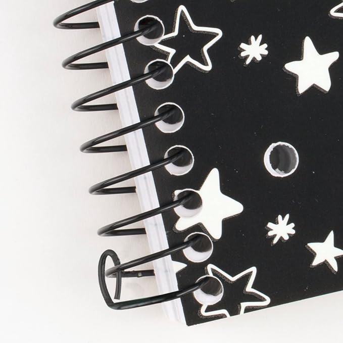 Five Star Spiral Notebook + Study App, 1 Subject, Wide Ruled, 8" x 10-1/2", 80 Sheets, Fights Ink Bleed, Water Resistant Cover, Black Stars Glow in the Dark (930020F) (Pack of 12)