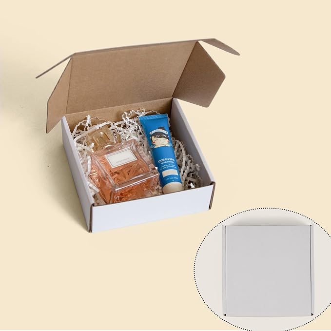 6x6x2 Inches Shipping Boxes Pack of 25, White Corrugated Cardboard Boxes for Small Bussiness