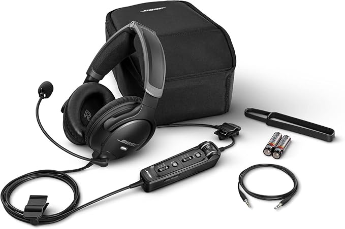 Bose A30 Bluetooth Aviation Headset - Lightweight Comfortable Design, Adjustable ANR and Noise Cancelling Microphone, [Dual Plug] – Black