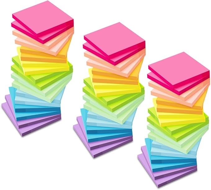 (54 Pack) Pop Up Sticky Notes Refill,3x3 in Popup Notepads,Accordion Stickies Super Sticking Power,Office School Memo Note Pads Bright Colors,Post on Windows Doors,Recyclable,Easy to Write on