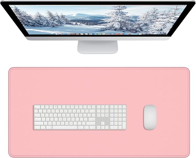 Dapesuom Large Gaming Mouse Pad, Extended Mouse Mat with Stitched Edges, Full Size Keyboard Pad with Non-Slip Base, Big XXL Computer Desk Mats for Gamer, Laptop, Office, 31.5 x 15.7in, Pink