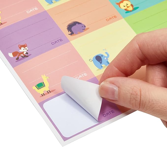 Juvale Baby Bottle Labels for Daycare 500-Pack - Multicolor Animal Designs (1.5" x 1") - Writable Daycare Bottle Labels - Adhesion for Bottles & Containers