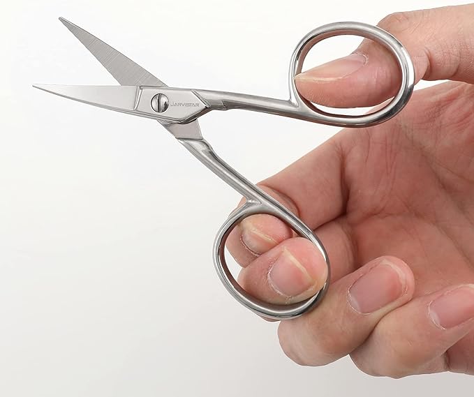 JARVISTAR Small Embroidery Curved Scissors, 4” Forged Stainless Steel Detail Craft Cutter, Sharp Pointed Tip for Fabric Sewing, Needlework, Yarn and DIY Crafts