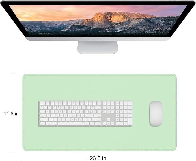 Dapesuom Large Mouse Pad, Extended Gaming Mouse Mat with Stitched Edges, Full Size Desk Mats with Non-Slip Base, Computer Big Desktop Keyboard Pad for Gamer, Laptop, Office, 23.6 x 11.8 In, Lake Green