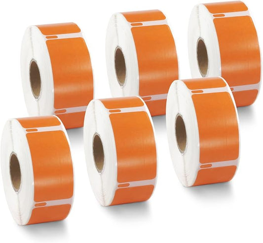 BETCKEY Colored Labels Compatible with Dymo 30330 (3/4" x 2") Small Multipurpose Labels, Compatible for Dymo LabelWriter Thermal 450, 4XL & Zebra Desktop Printers [6 Rolls, Orange]