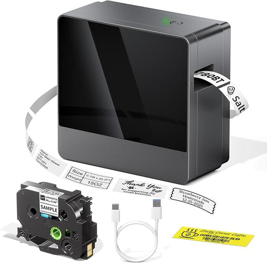 P780BT 1 Inch Label Maker Machine with-Tape, 24mm Office Labeler | Portable Bluetooth Wireless Label Printer Rechargeable for Home Small Business Crafting, Prints Up to 24mm (1”) Wide-Labels