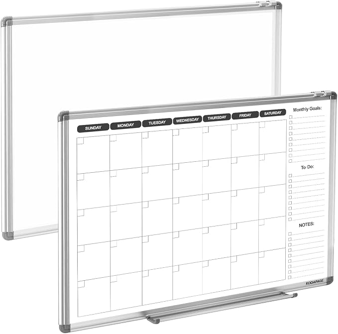 Whiteboard Dry Erase Calendar for wall, Weekly & Monthly Planner Dry Erase Board 24" X 18" Double-Sided for Office, Home and School