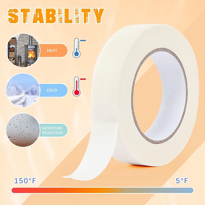Masking Tape Bulk 1 Inch 20 Packs for General Purpose White Beige 55 Yards | Paper Painting Tape for Craft Art Drafting DIY School Office Home Easy Tear No Residue Sharp Line total Multi Surface 1100Yds