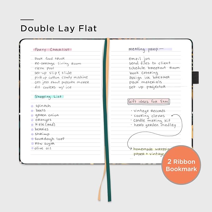 &And Per Se Hardcover Notebook – A5 5.7"x8" College Ruled, 160 Pages, 100gsm Thick Paper – Aesthetic Journal for Women, Gift-Ready Planner, Everyday Writing Notebook (Lunar Leaf)