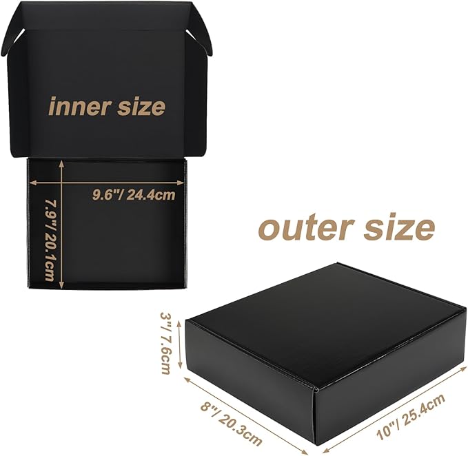 ZBEIVAN 10x8x3 Black Small Shipping Boxes, 30 Packs Corrugated Cardboard Mailer Boxes for Packaging Small Business Mailing Gifts Wrap Boxes with Lids