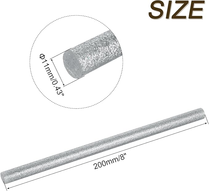 uxcell Full Size Hot Glue Gun Sticks 8"x0.43" Glitter Silver 30pcs | High Sticky,Large,Hot Glue Sticks for Glue Gun