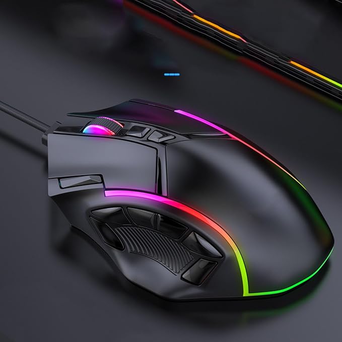 ciciglow Wired Gaming Mouse, X15 Wired USB Computer Mouse, 12800DPI RGB Backlight Corded Mouse for Computers Gaming Devices, 12 Programming Keys, Office and Home
