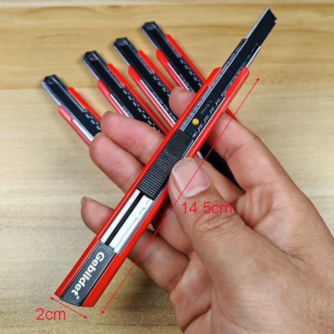 5pcs Right and Left Hand Self-Lock Cutter Knife/Black 9mm Snap Off Blades /60° Blace Knife/Utility Knife/Graphic Knife (Red Holder)