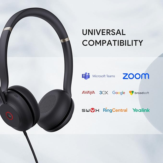 Yealink UH37 USB Headset with Mic Noise Cancelling Wired Headphone USB-C/A (Pack of 2)