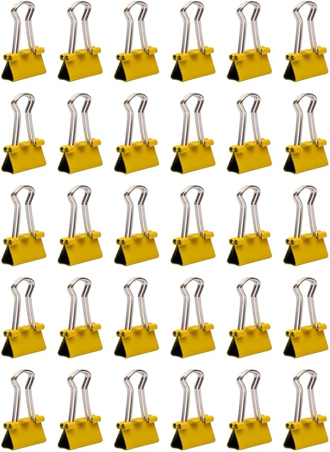 JAM PAPER Colorful Binder Clips - Extra Small - 3/5 Inch (15 mm) - Yellow Binderclips - 30/Pack