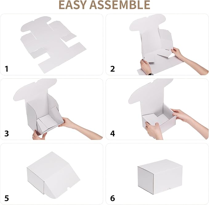 RLAVBL 7x5x4 Shipping Boxes Set of 50, White Corrugated Cardboard Box for Packing, Mailing, Business