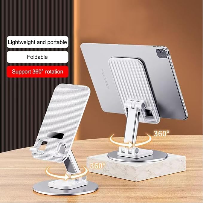 Cell Phone Stand 2 Pack,Angle Height Adjustable Cell Phone Holder for Desk,Foldable Desktop Phone Holder Cradle Dock with Silicon Pad Compatible with All Mobile Phones (Black + White)